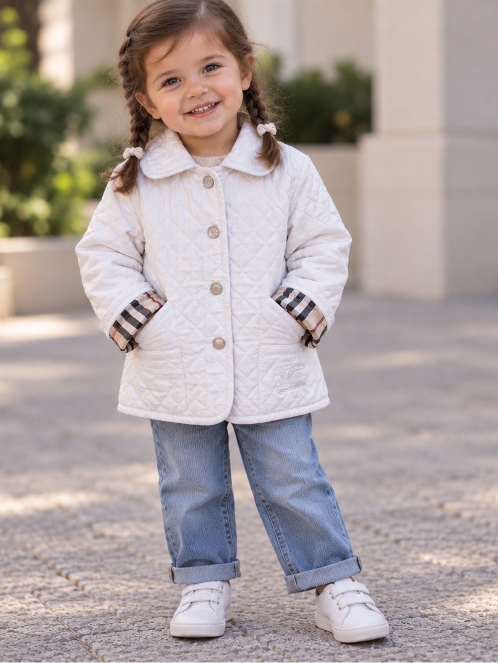 Burberry vest jacket lightly fleeced 2T white some spots (see last picture)